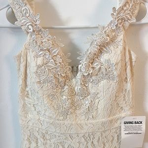 Ivory lace off the shoulder wedding bridal shower dress